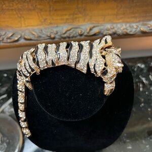 Elegant Gold and Silver Tiger Bracelet